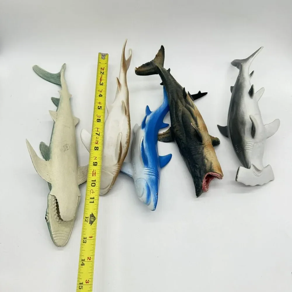 Unbranded Lot Of Large Plastic Sharks Educational Zoo Animals Ocean Life Vintage